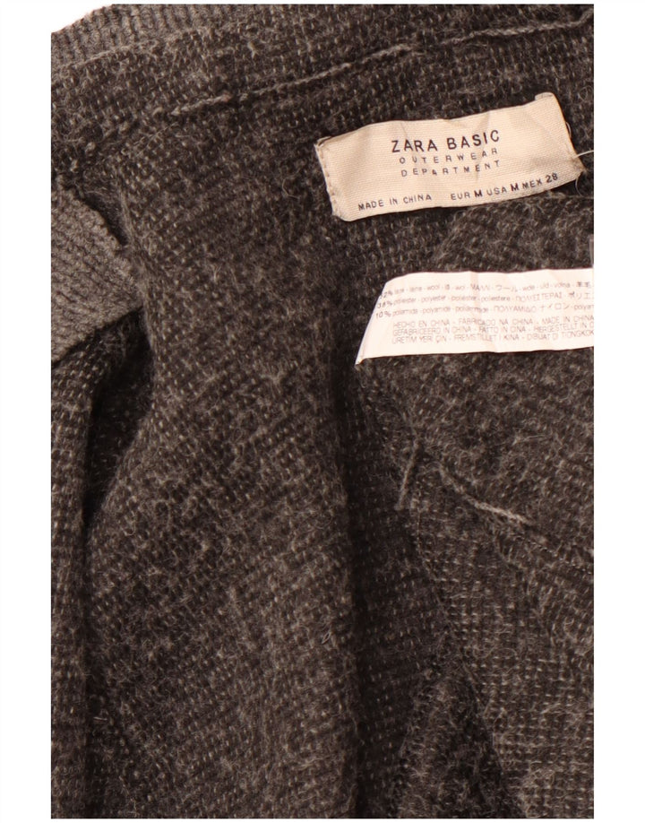 ZARA Damen-Mantel mit Kapuze, UK 14, mittelgraue Wolle