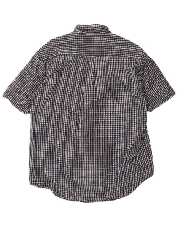 Nautica Herren-Kurzarmhemd aus mittelblauer Gingham-Baumwolle