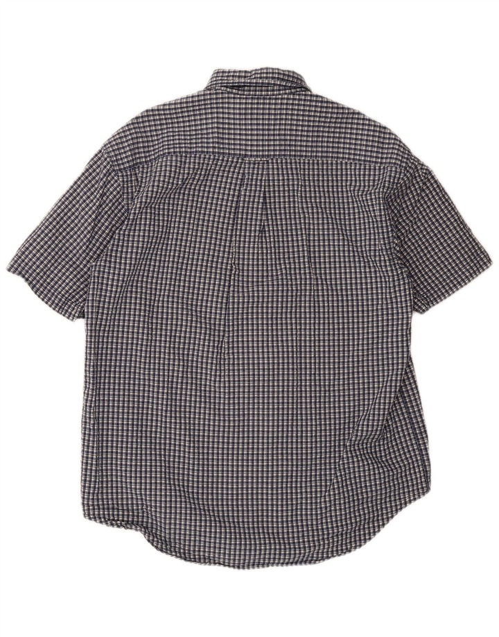 Nautica Herren-Kurzarmhemd aus mittelblauer Gingham-Baumwolle