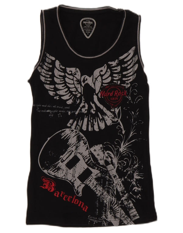 HARD ROCK CAFE Damen-Trägershirt „Barcelona“ mit Grafik, Größe S, Größe S, Schwarz, Baumwolle