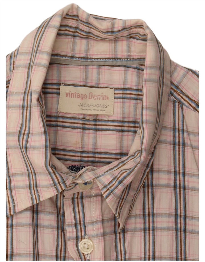 JACK & JONES Mens Graphic Short Sleeve Shirt Small Pink Check