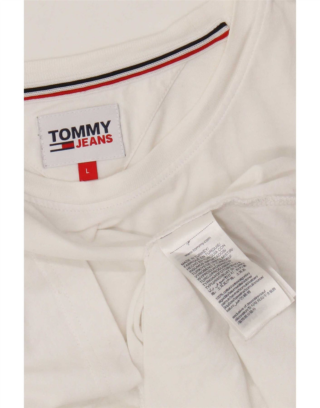 Tommy Hilfiger Herren T-Shirt Top Large Weiß Baumwolle