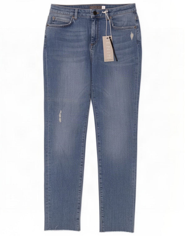 MINT VELVET Damen Distressed Straight Jeans UK 10 Small W28 L28 Blau