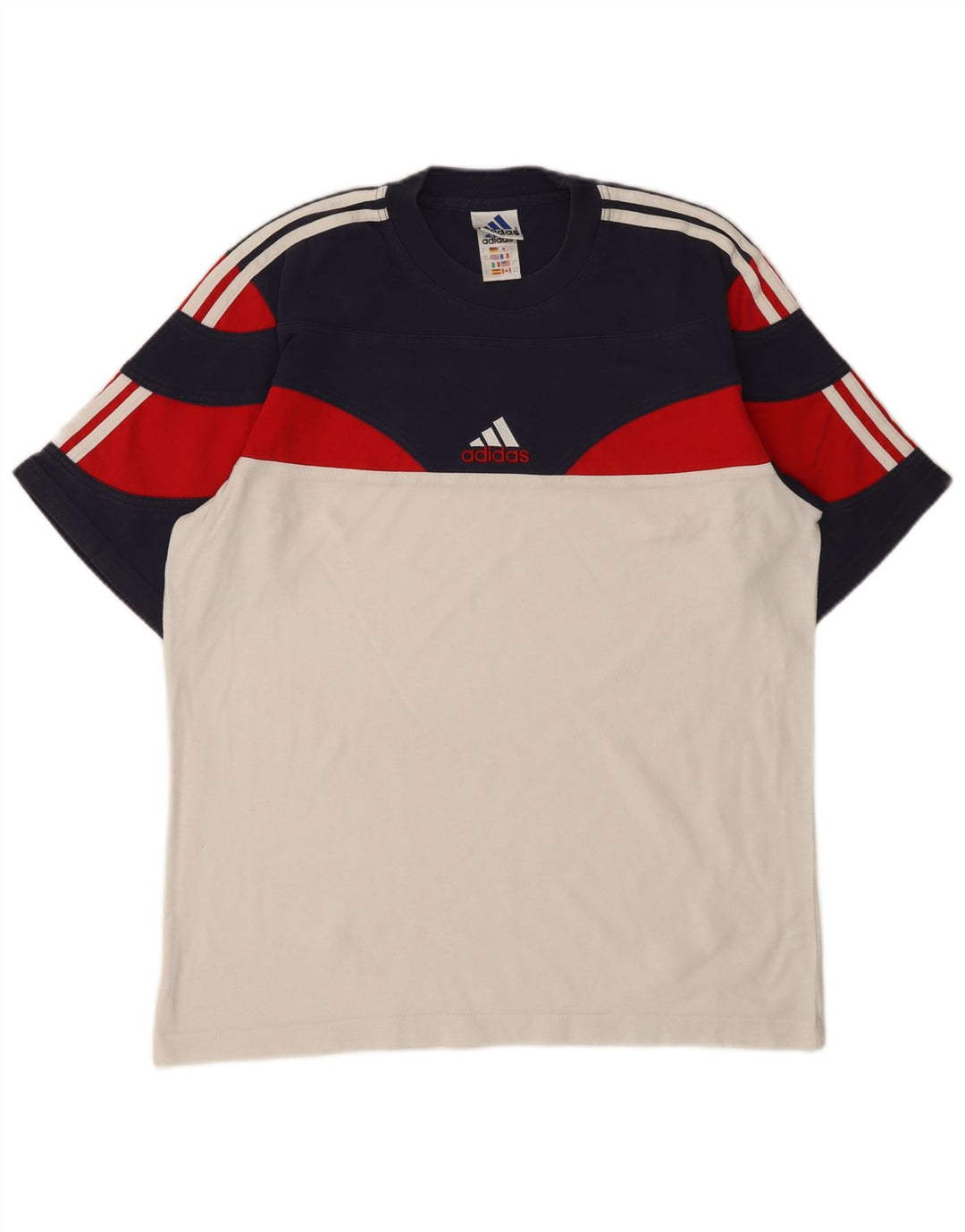 Adidas Herren T-Shirt Top UK 40/42 Medium Mehrfarbig Colourblock Baumwolle