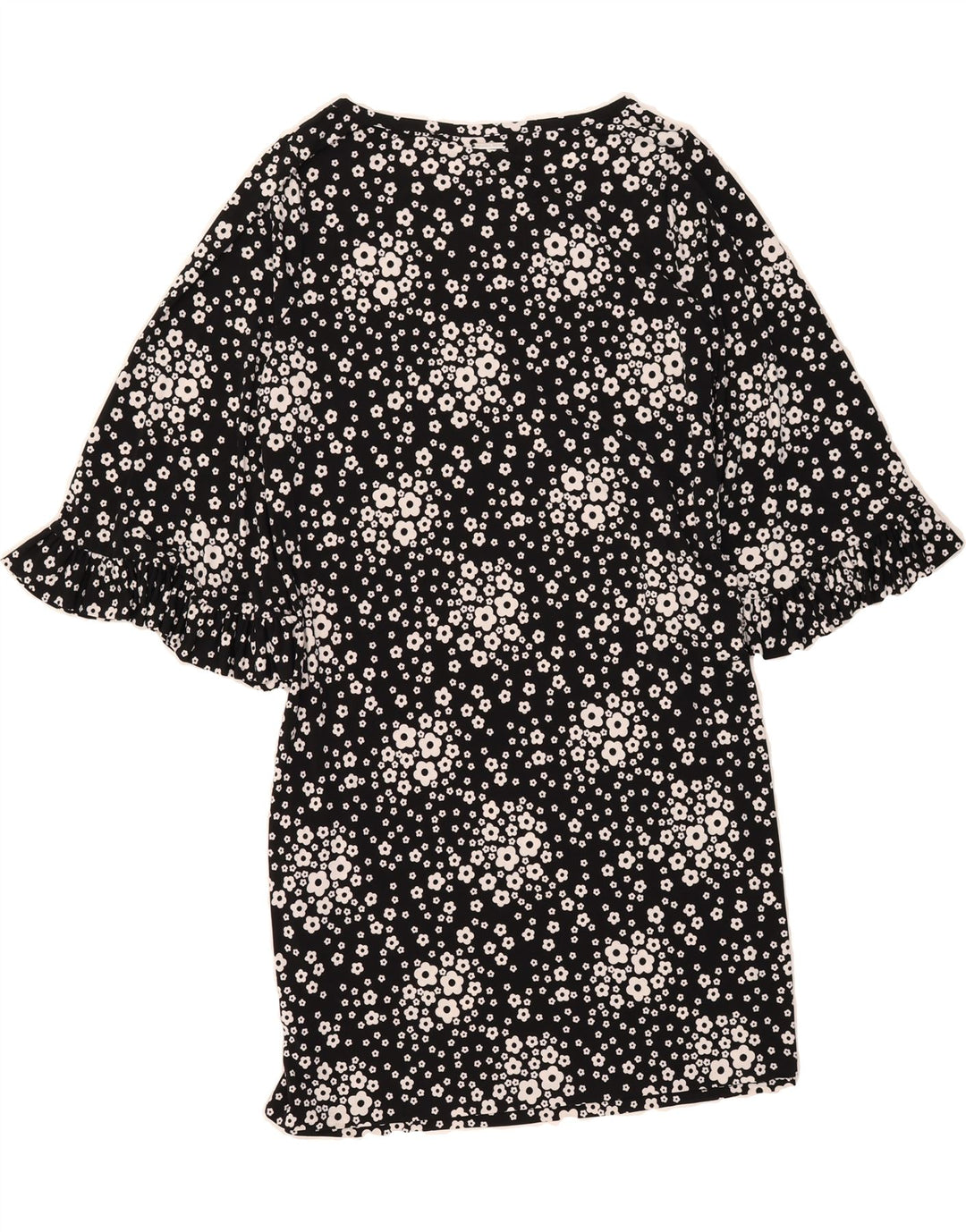 MICHAEL KORS Womens 3/4 Sleeve Basic Dress UK 18 XL Black Floral Polyester Vintage Michael Kors and Second-Hand Michael Kors from Messina Hembry 