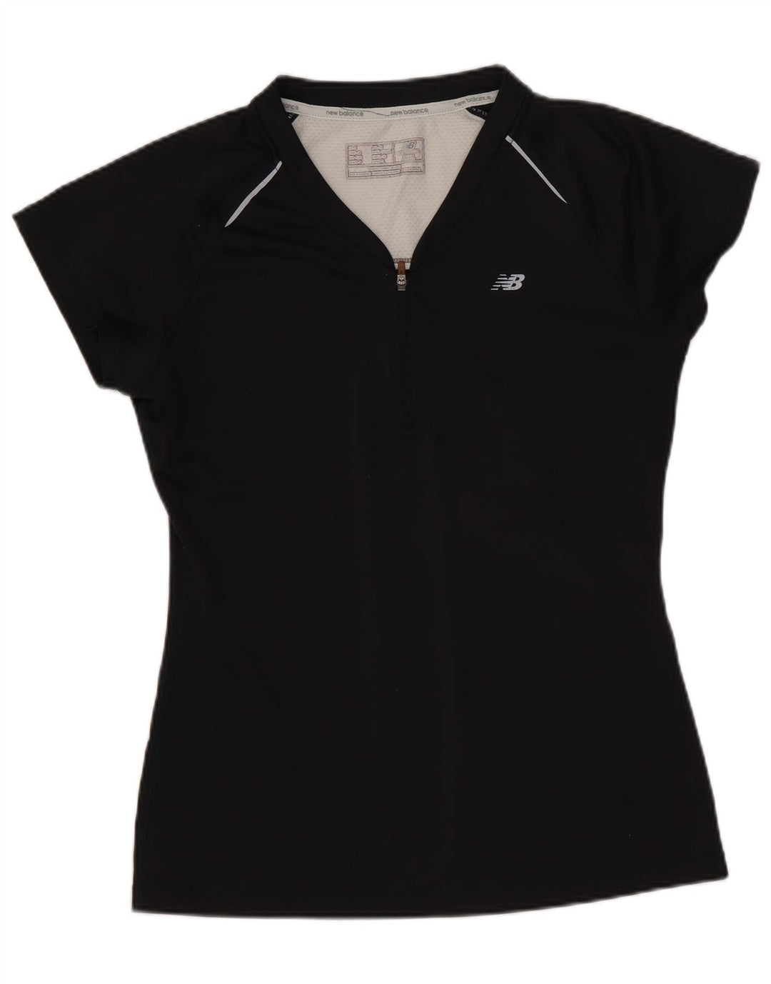 New Balance Damen T-Shirt Top UK 10 Small Schwarz Colourblock Polyester