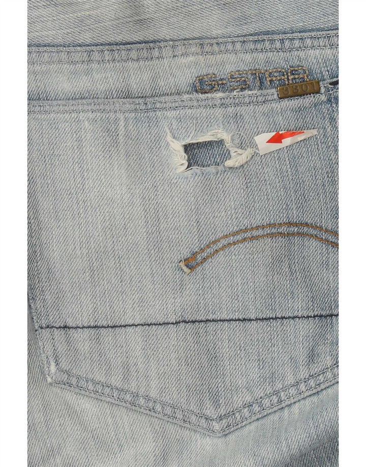 G-Star Herren Distressed Straight Jeans W32 L34 Blaue Baumwolle