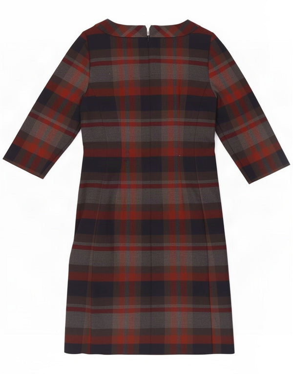 Laura Ashley Damen-Etuikleid mit 3/4-Ärmeln, UK 10, klein, marineblau, kariert