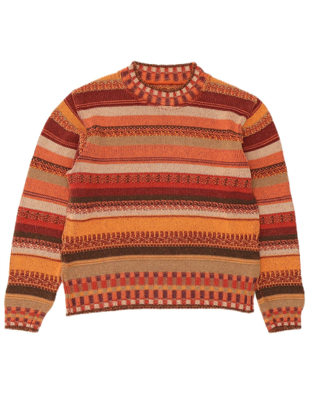 VINTAGE Damen-Pullover mit Rundhalsausschnitt, UK 14, mittelmehrfarbig gestreift