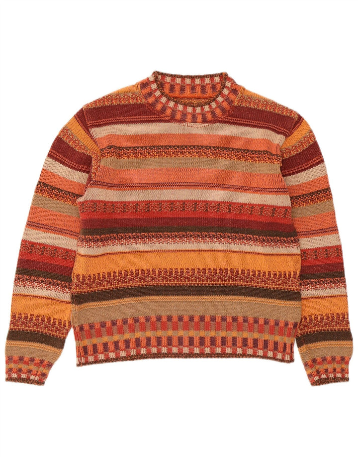 VINTAGE Damen-Pullover mit Rundhalsausschnitt, UK 14, mittelmehrfarbig gestreift