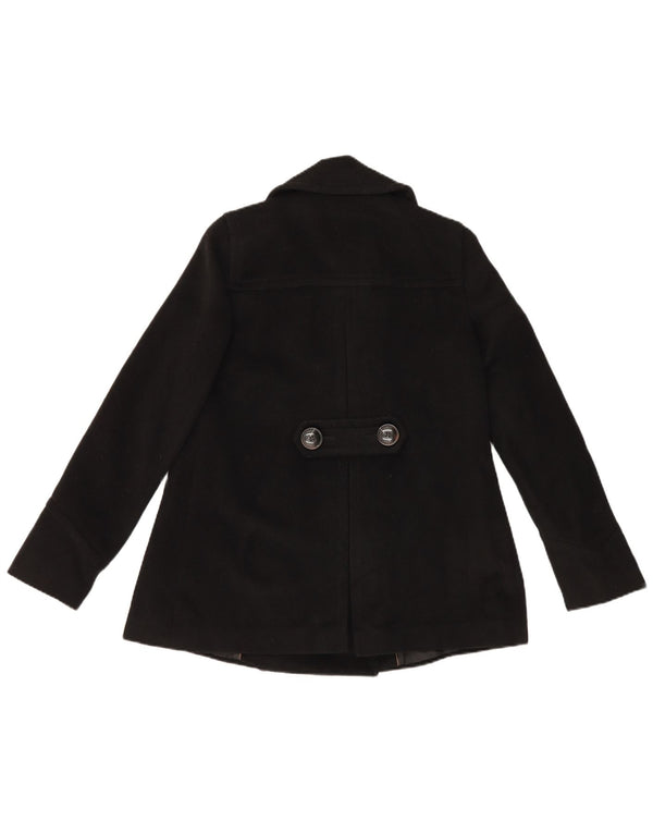 Zara Damen Pea Coat UK 8 Small Schwarz Acetat