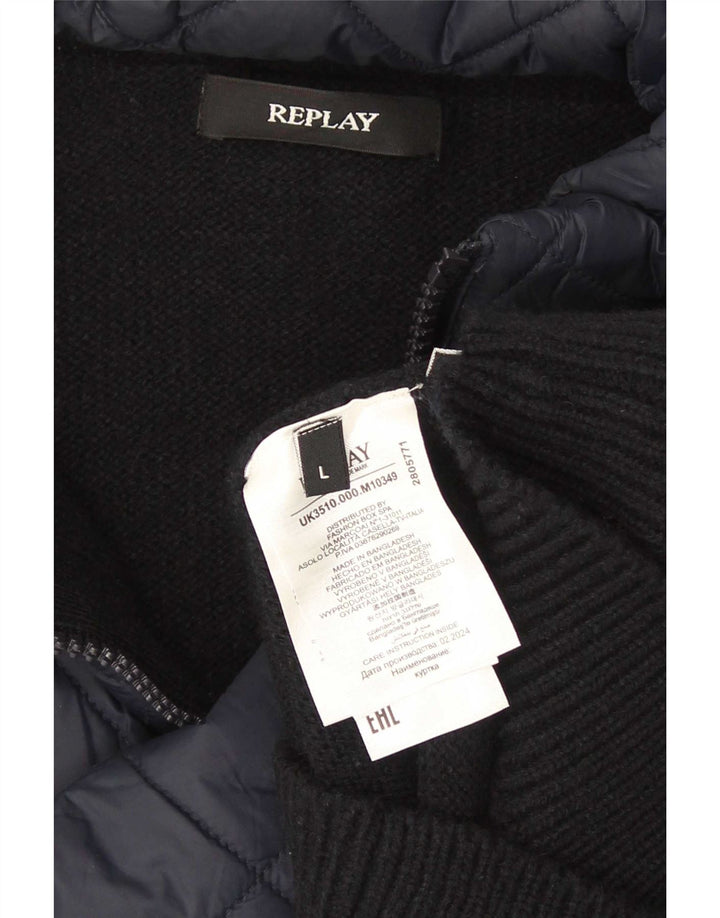 Replay Herren-Strickjacke, groß, Marineblau, Acryl