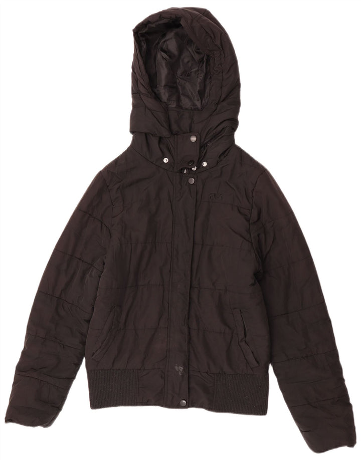 Fila Damen-Windbreakerjacke mit Kapuze, UK 12, Mittelschwarz, Polyester