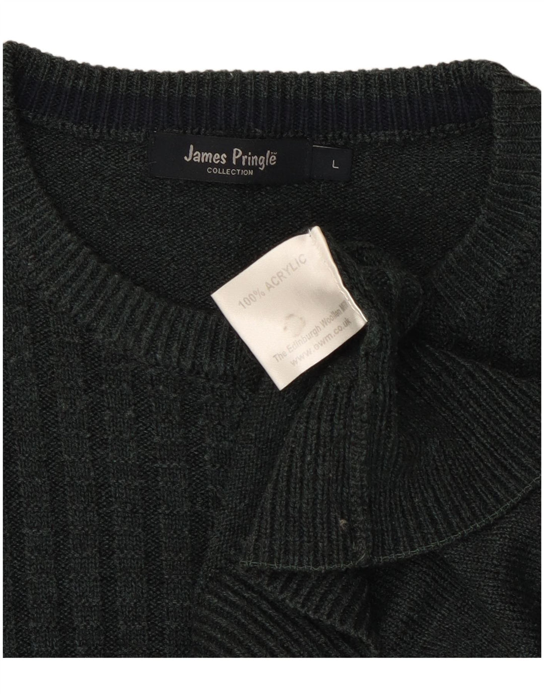 JAMES PRINGLE Herren-Pullover mit Rundhalsausschnitt, groß, grünes Acryl