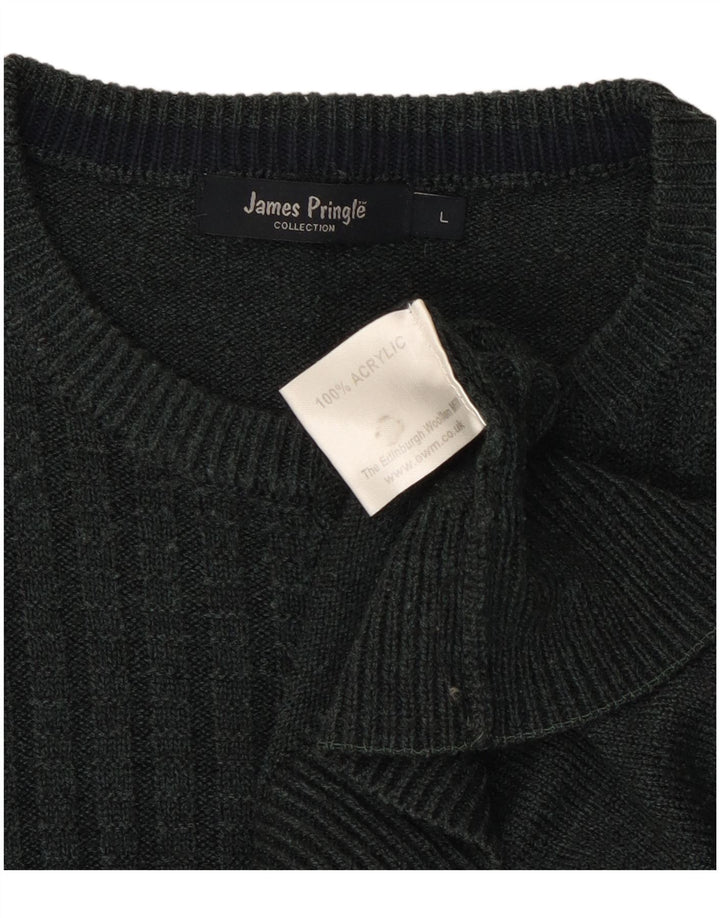 JAMES PRINGLE Herren-Pullover mit Rundhalsausschnitt, groß, grünes Acryl