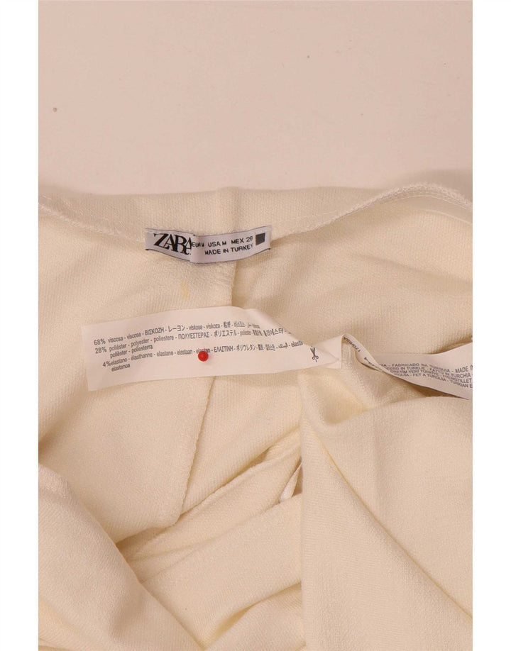 Zara Damen Trägerloses Kleid UK 14 Mittelweiße Viskose