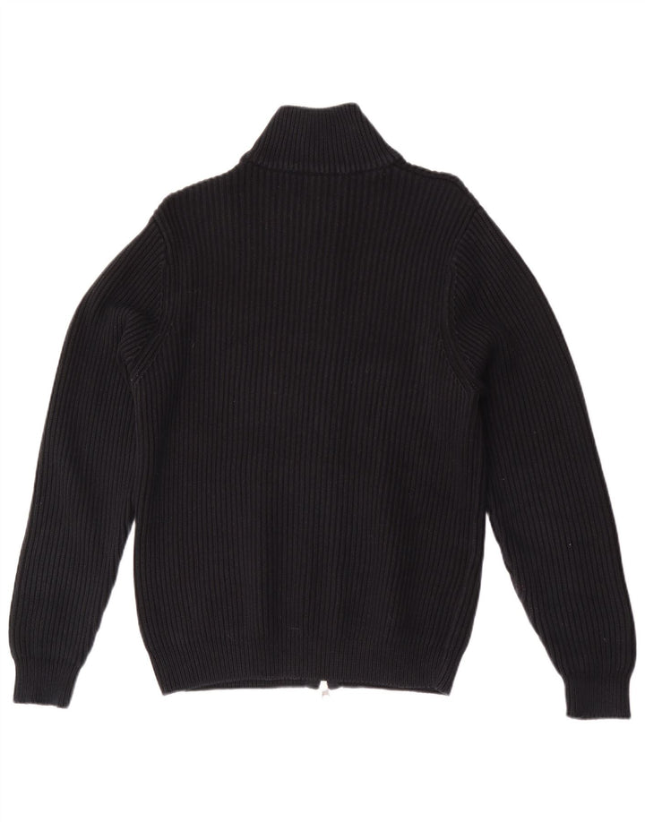 Fred Perry Herren-Cardigan-Pullover aus mittelschwarzer Baumwolle