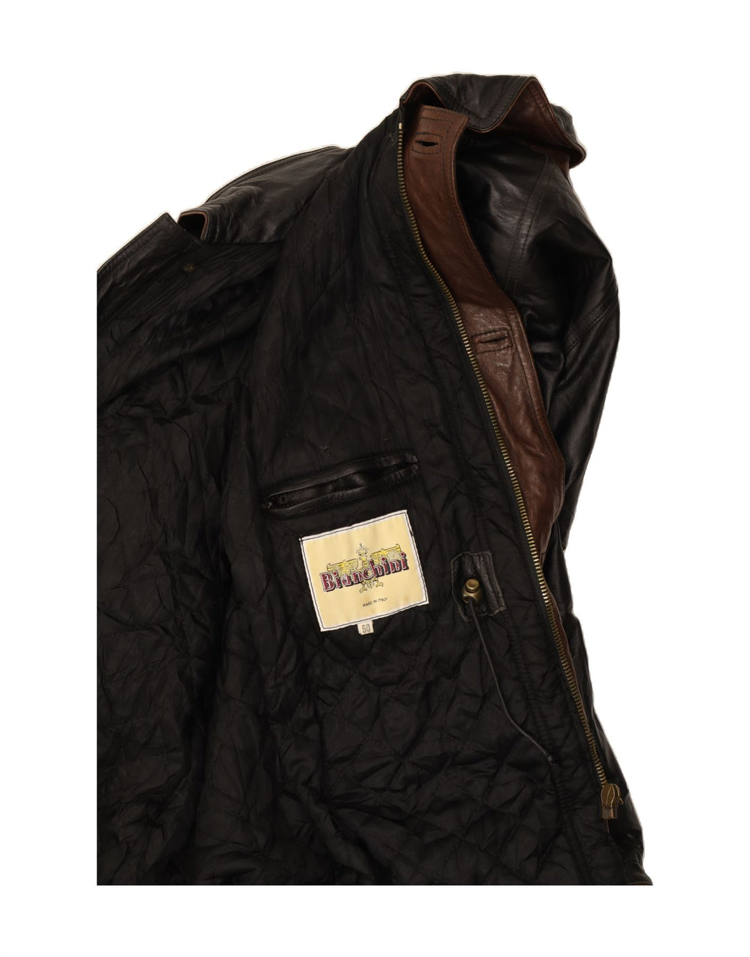 VINTAGE Herren Lederjacke IT 50 Large Schwarz