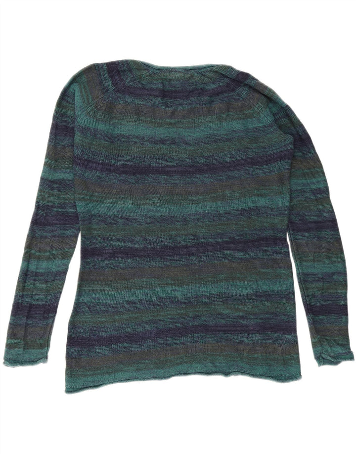 EDDIE BAUER Womens Boat Neck Jumper Sweater UK 14 Medium Blue Striped Vintage Eddie Bauer and Second-Hand Eddie Bauer from Messina Hembry 