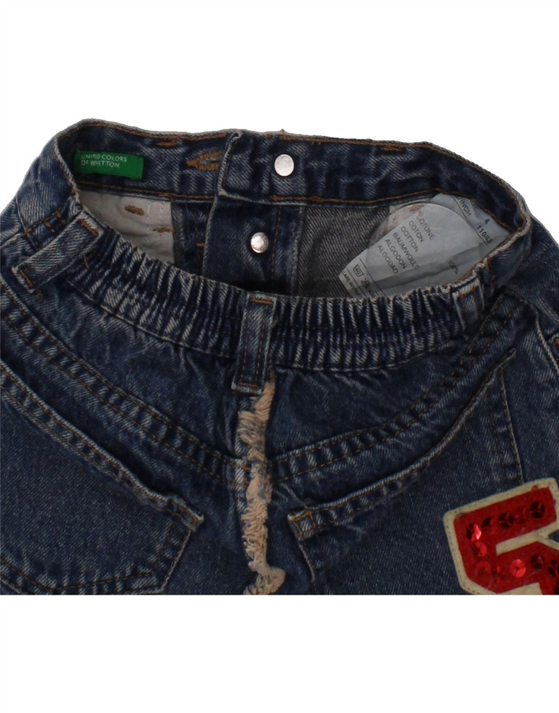 BENETTON Girls Denim Skirt 3-4 Years W18 Blue Cotton Vintage Benetton and Second-Hand Benetton from Messina Hembry 