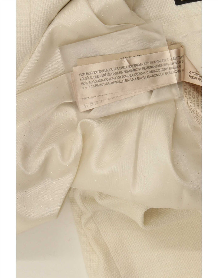 Massimo Dutti Damen 1-Knopf-Blazerjacke EU 40 Mittelweiße Baumwolle