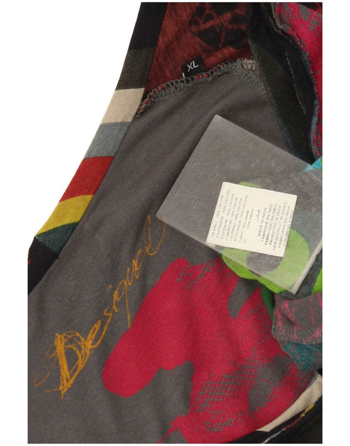 DESIGUAL Damen Graphic Top Langarm UK 18 XL Mehrfarbig Geometrisch
