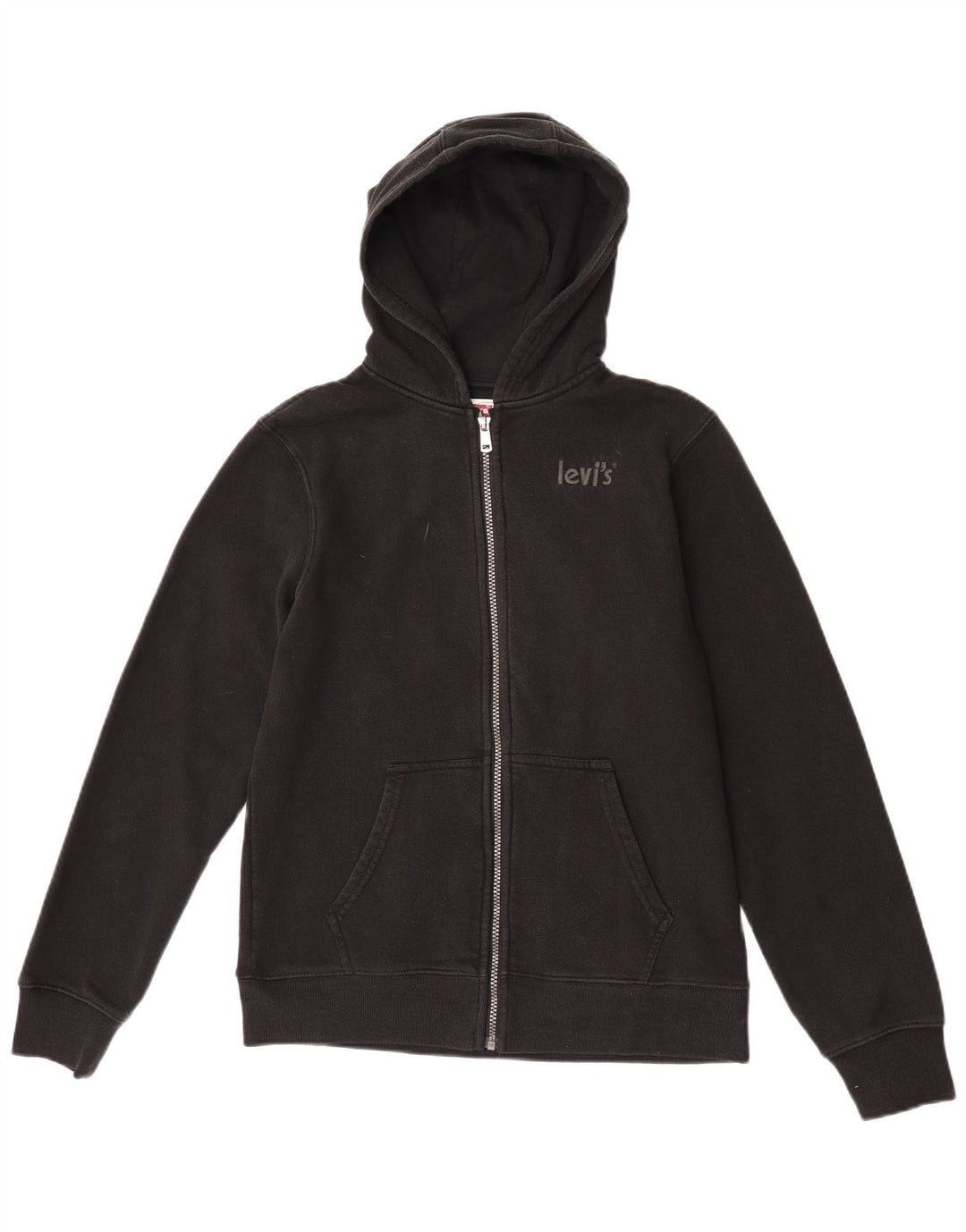 Levi's Jungen-Kapuzenpullover mit Reißverschluss, 15–16 Jahre, schwarze Baumwolle