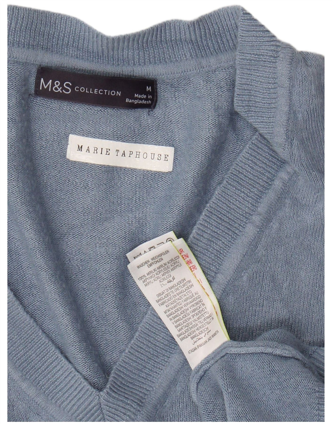 MARKS & SPENCER Damen Crop V-Ausschnitt Pullover Pullover UK 14 Mittelblau