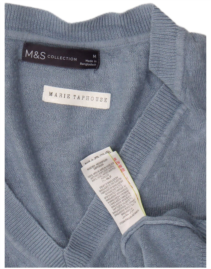 MARKS & SPENCER Damen Crop V-Ausschnitt Pullover Pullover UK 14 Mittelblau