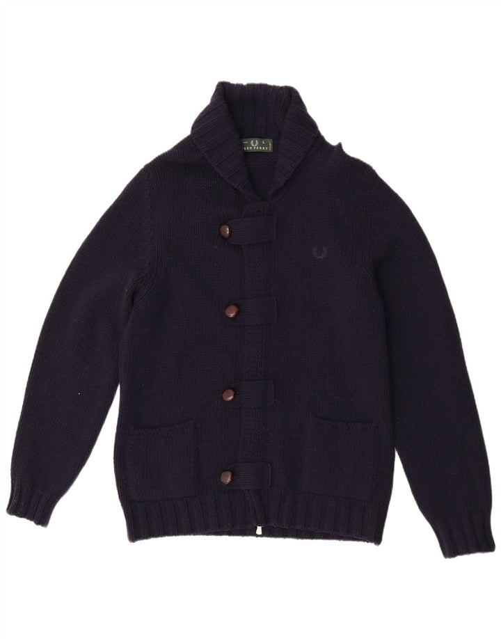Fred Perry Herren-Strickjacke, große marineblaue Wolle