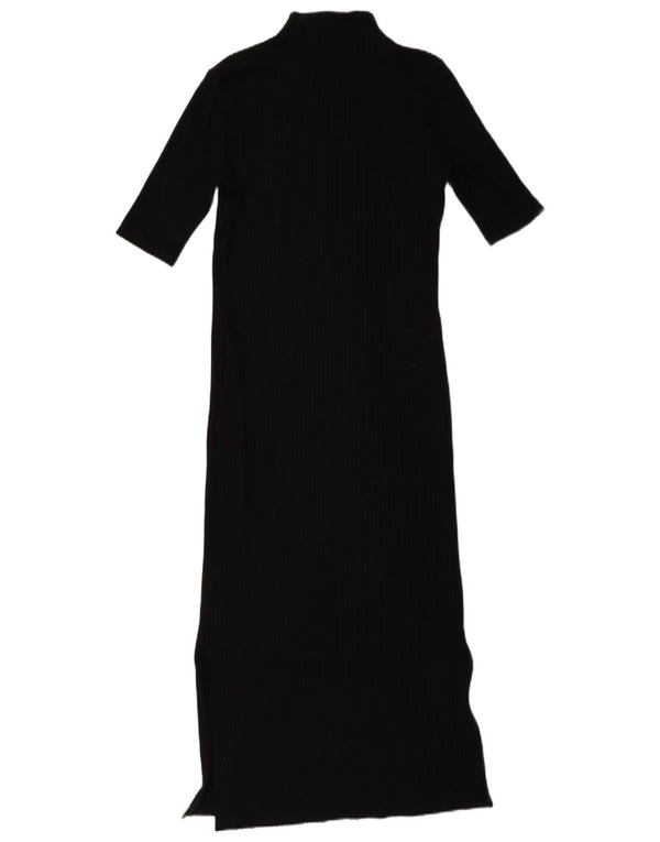 Massimo Dutti Damen Maxi-Pulloverkleid mit kurzen Ärmeln, UK 12, Mittelschwarz