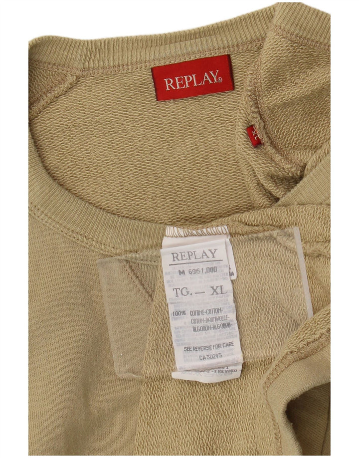 REPLAY Herren-Sweatshirt, Pullover, XL, Khaki, Colourblock-Baumwolle