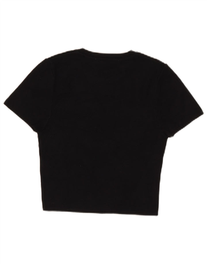 Zara Damen Crop T-Shirt Top UK 12 Medium Schwarz Viskose