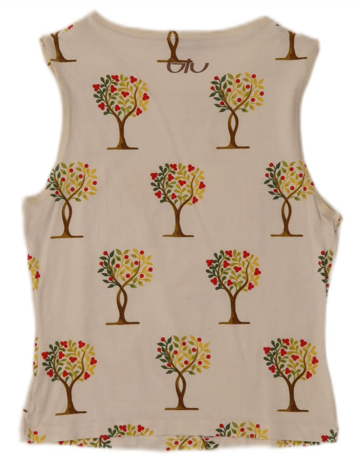 Byblos Damen Crop Graphic Vest Top UK 12 Medium White Floral