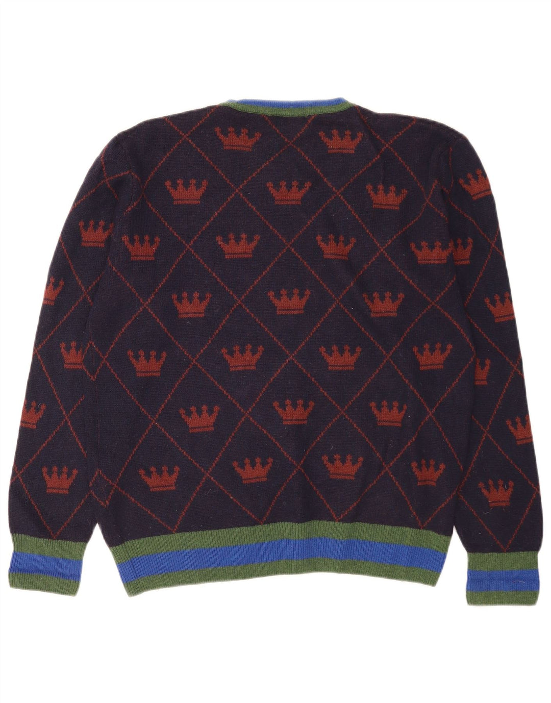 La Martina Herren-Pullover mit abstraktem Muster und Rundhalsausschnitt in mittlerem Marineblau