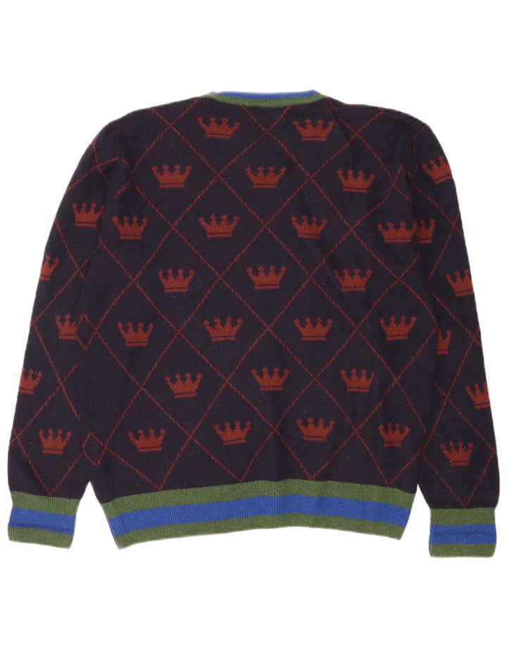 La Martina Herren-Pullover mit abstraktem Muster und Rundhalsausschnitt in mittlerem Marineblau