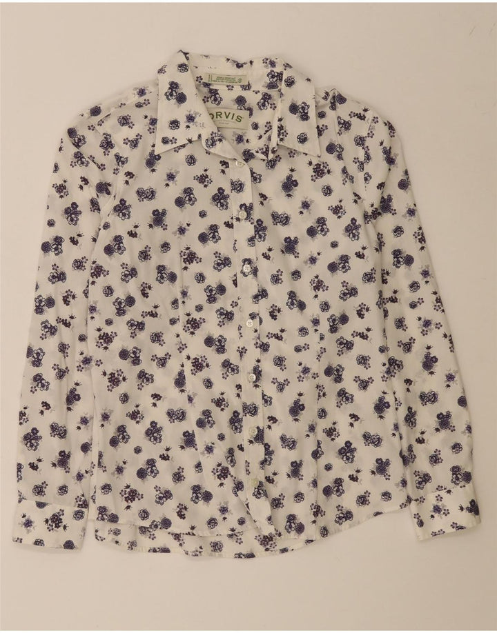 ORVIS Womens Shirt US 8 Medium White Floral Cotton Vintage Orvis and Second-Hand Orvis from Messina Hembry 
