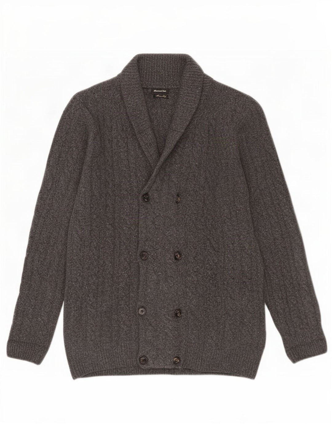 Massimo Dutti Herren-Strickjacke, große graue Wolle