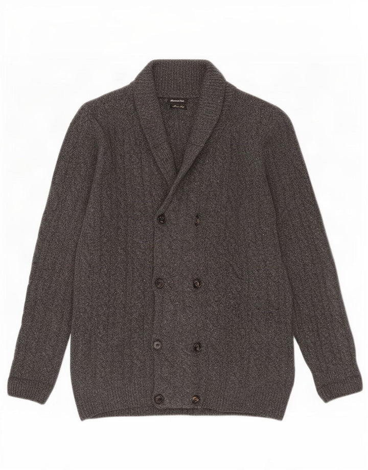 Massimo Dutti Herren-Strickjacke, große graue Wolle