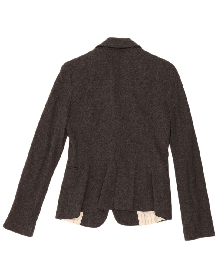 Zara Damen 1-Knopf-Blazerjacke UK 10 Small Graues Acetat