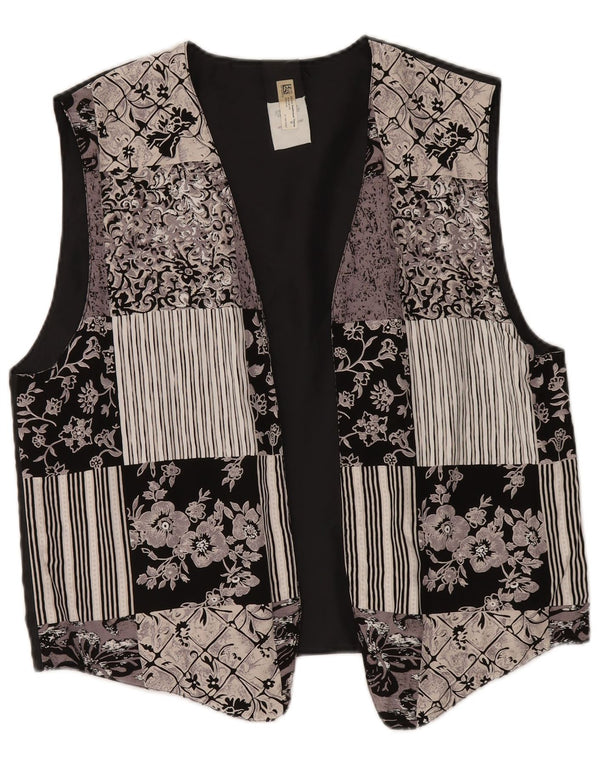 Vintage Damen Weste UK 18 XL Mehrfarbig Patchwork Polyester