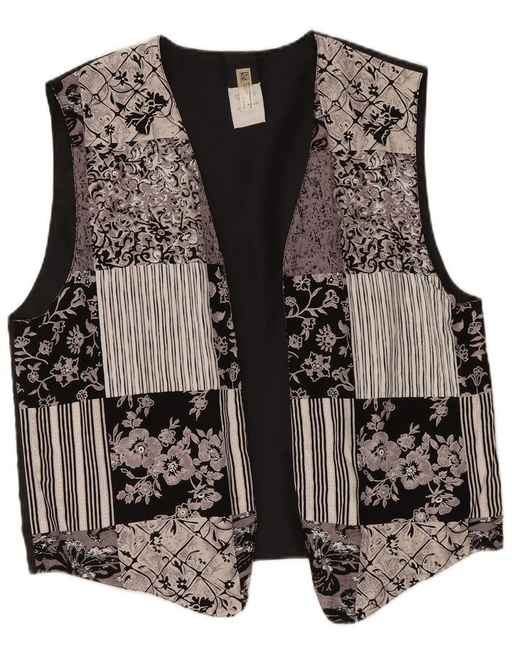 Vintage Damen Weste UK 18 XL Mehrfarbig Patchwork Polyester