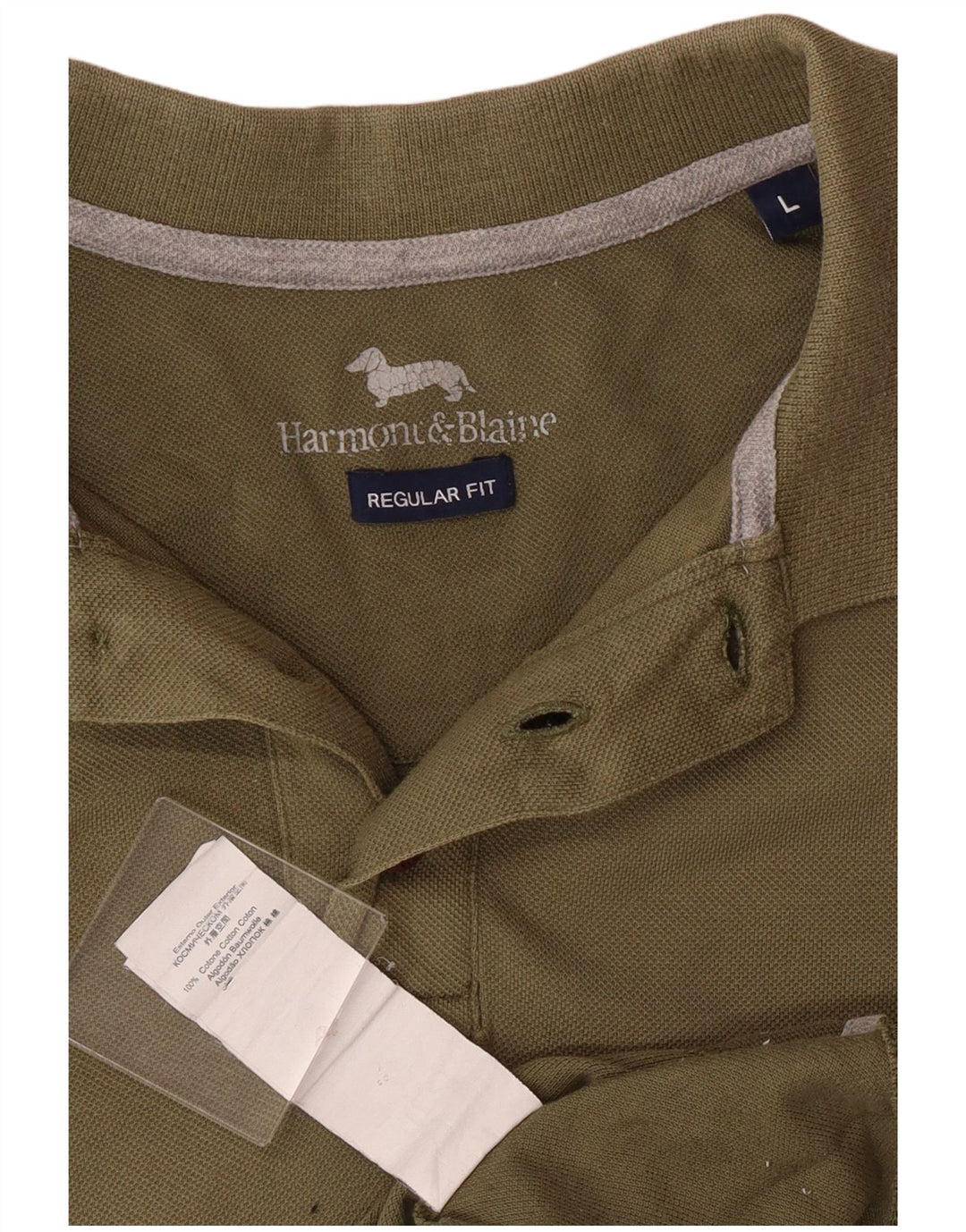 Harmont & Blaine Herren-Poloshirt mit normaler Passform, große grüne Baumwolle