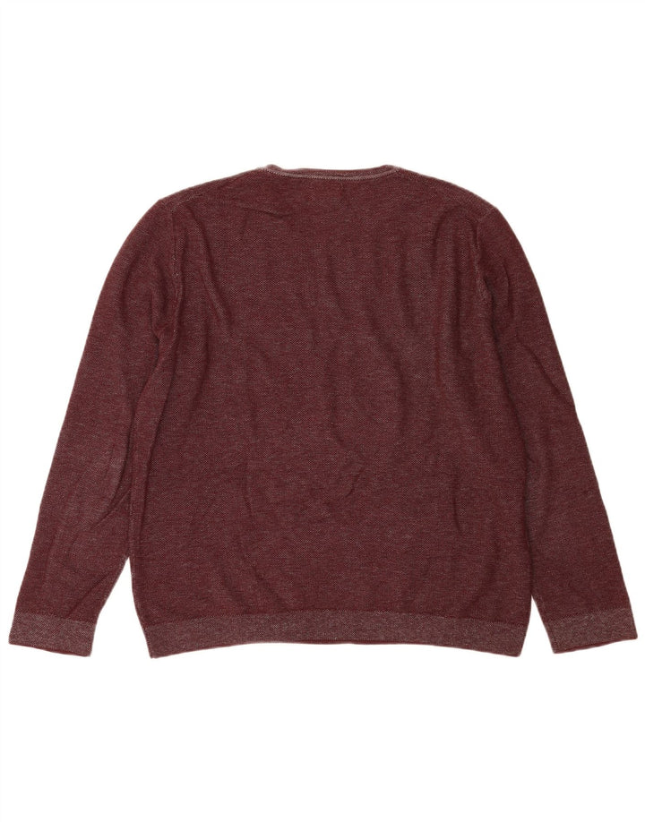 Massimo Dutti Herren-Pullover mit U-Boot-Ausschnitt, XL, Burgunderrot