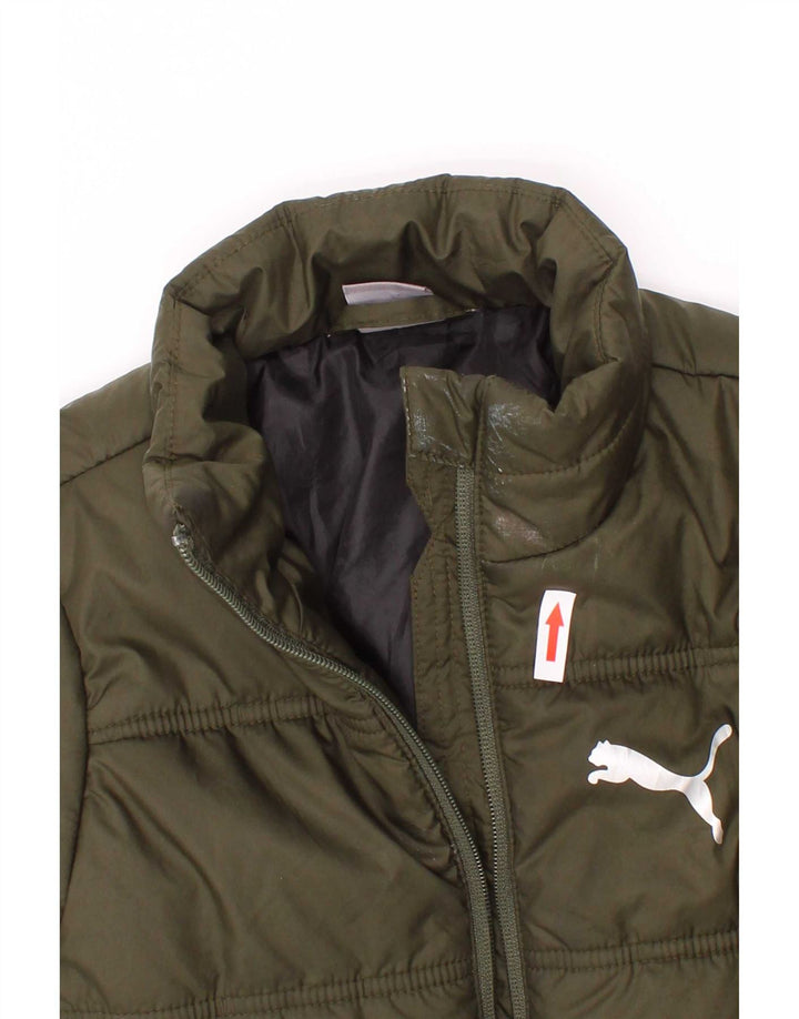 Puma Jungen Grafik gepolsterte Jacke 5–6 Jahre Khaki Polyester