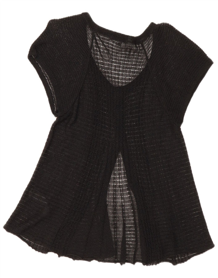 Marks & Spencer Damen-Cardigan-Oberteil mit kurzen Ärmeln, Gr. 14, Mittelschwarz, Leinen