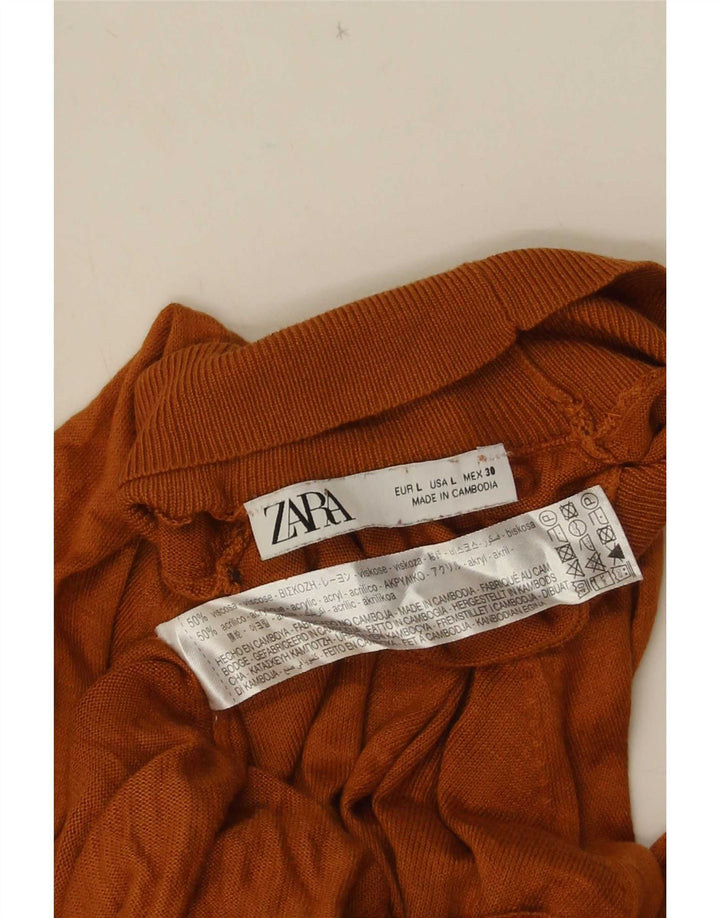 Zara Damen-Pullover mit Rollkragen, übergroß, Größe 40, Braun, Viskose