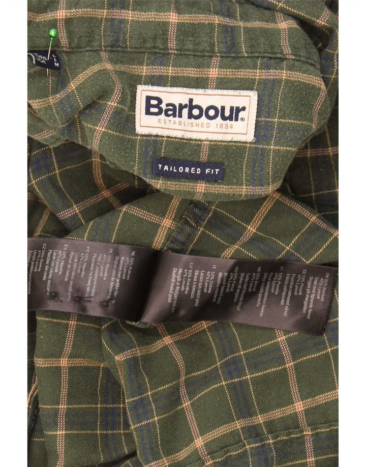 Barbour Herren-Hemd mit maßgeschneiderter Passform, großes Khaki-Karomuster aus Baumwolle