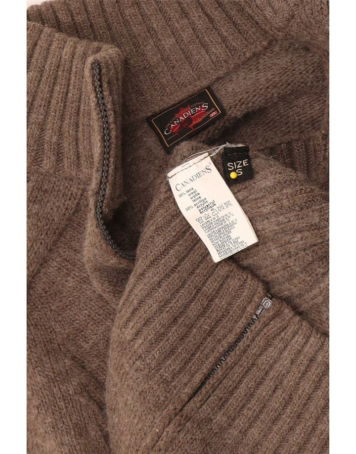 Canadiens Damen-Strickjacke in Übergröße mit durchgehendem Reißverschluss, Gr. 10, Größe S, braune Wolle