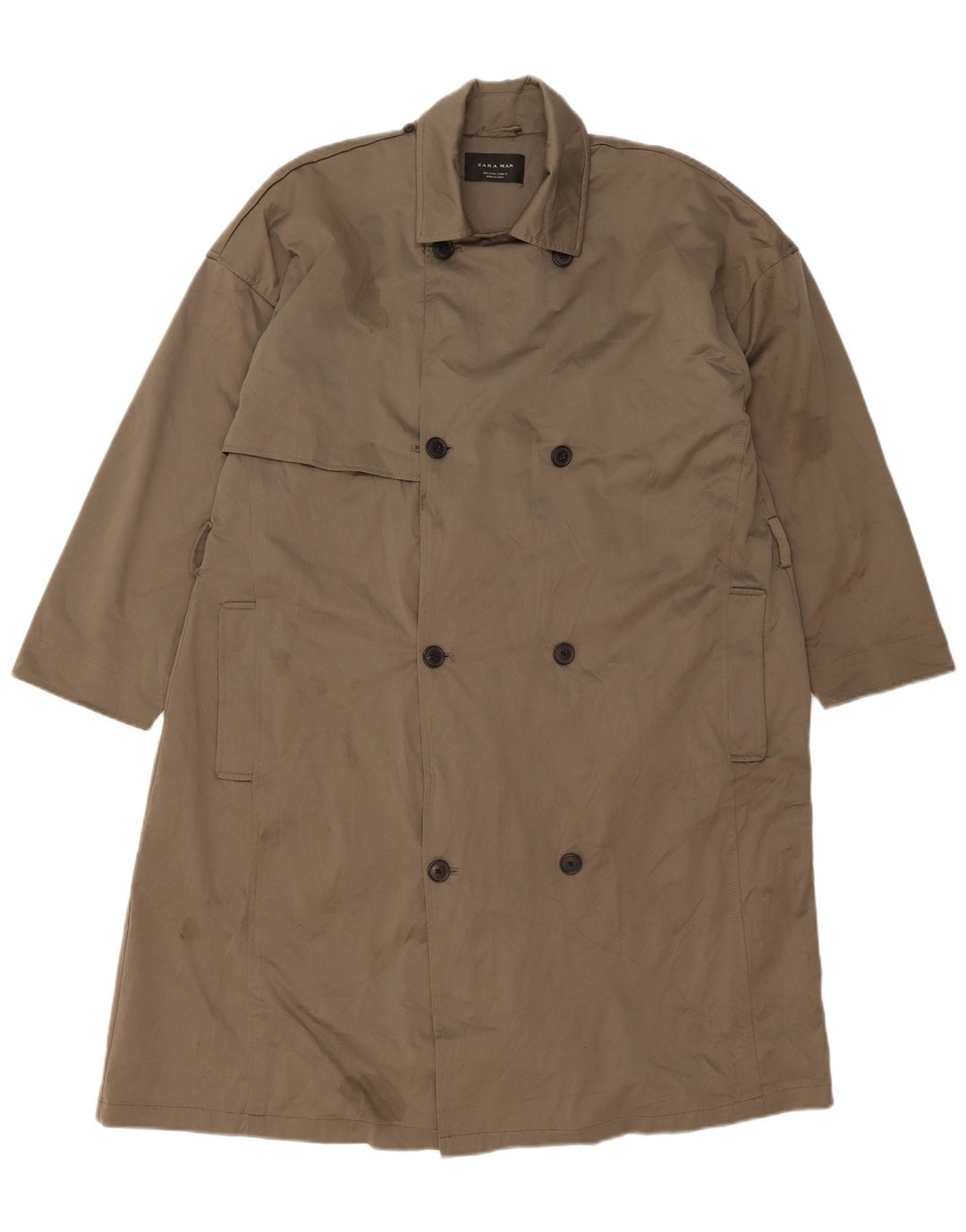 Zara Herren Trenchcoat UK 36 Small Khaki Polyester